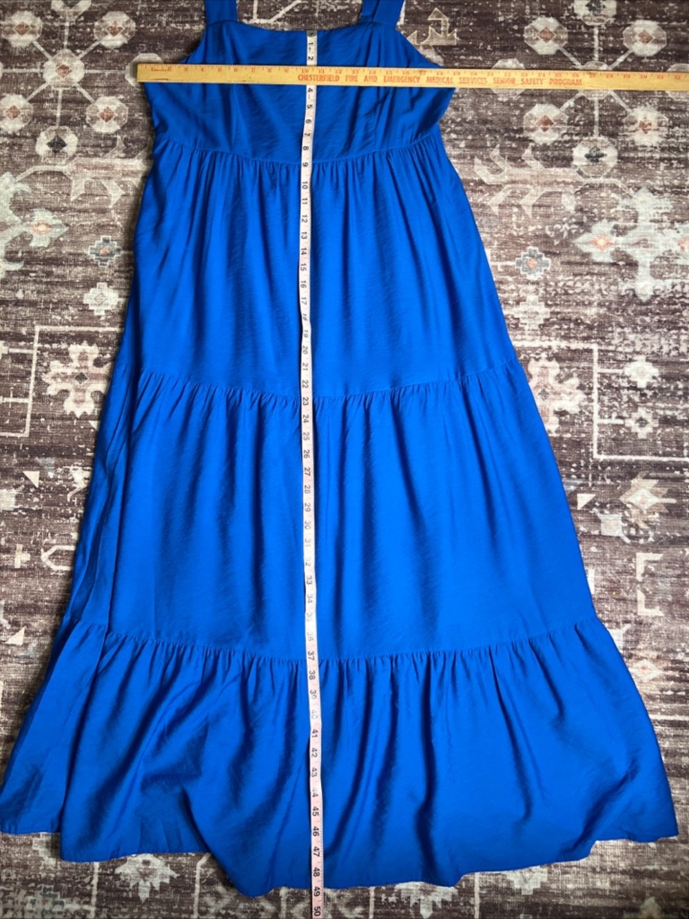 Nine West Women’s Flowy Smocked Back Blue Tiered Midi Minimalist Dress|Size:XXL - Picture 10 of 16